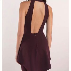 TOBI high neck/open back “skater” style dress